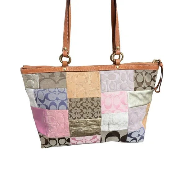 バッグ Coach Hand Bag Patchwork Y2k Coach Y2K Restored Holiday Patchwork Bleecker Duffle Leather